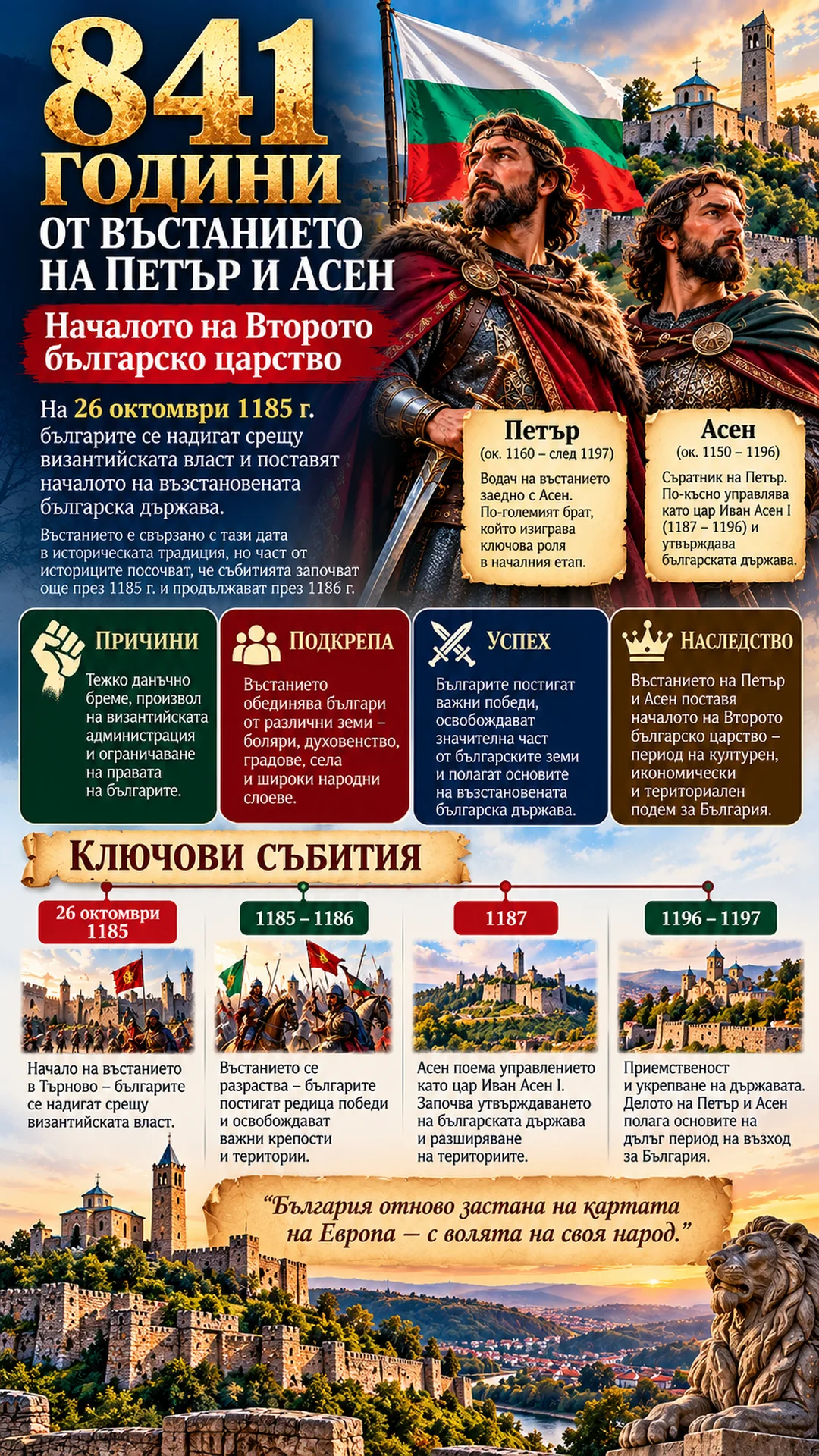 841 години от въстанието на Петър и Асен: Началото на Второто българско царство