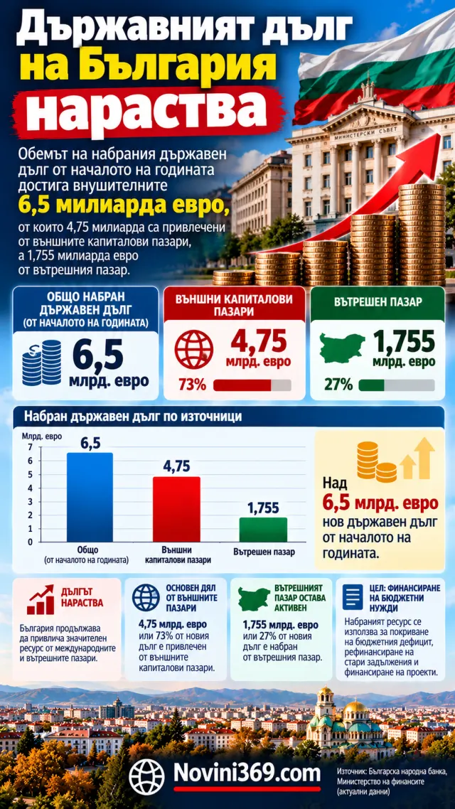 България пое 6,5 млрд. евро нов дълг през 2026 г.